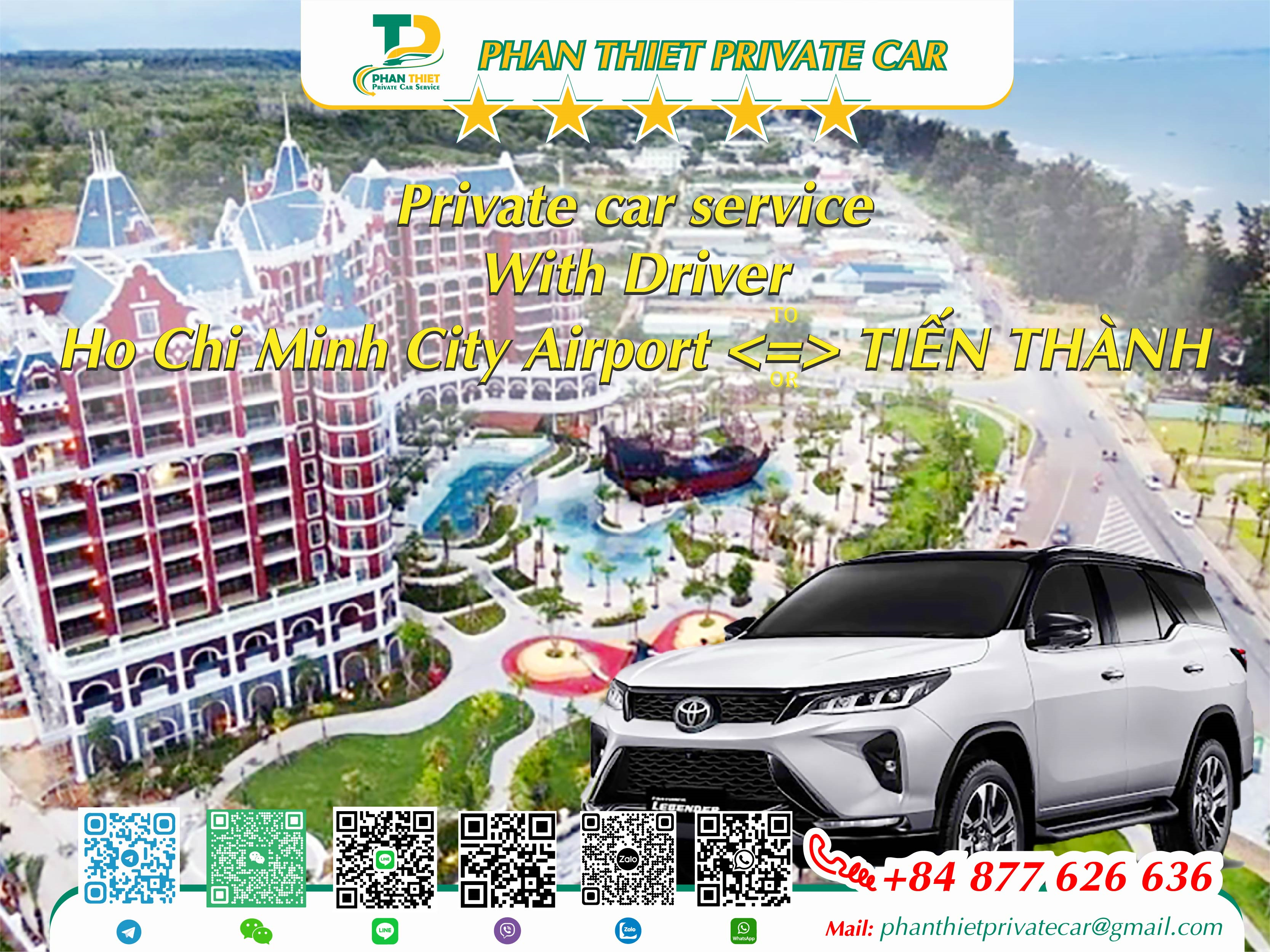 Car rental Ho Chi Minh City <=> Tien Thanh (private car with driver)